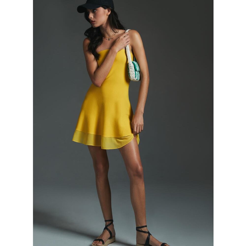 NWT Anthropologie Strapless Yellow Mini Dress - Size Medium - Picture 2 of 5